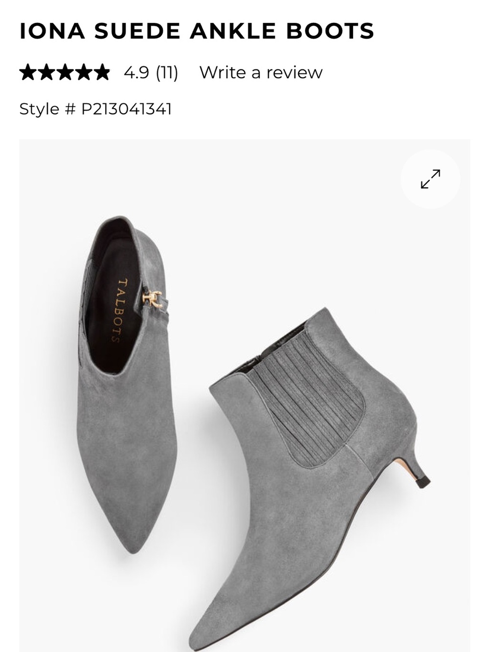 Talbots Iona Suede Ankle Boots in Gray